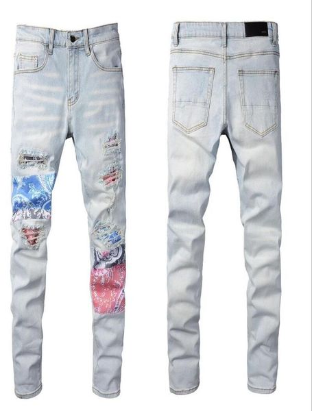 

mens designer jeans star high elastics distressed ripped slim fit motorcycle biker denim for men s fashion black pants0269979098, Blue