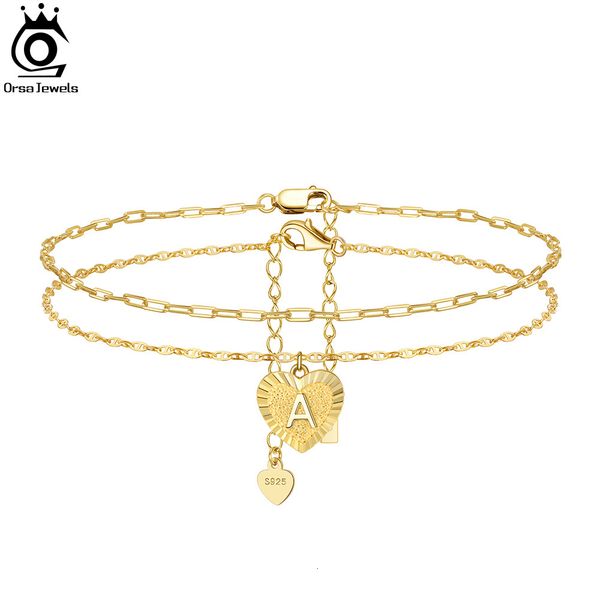 

anklets orsa jewels initial ankle bracelets for women 14k gold plated sterling silver layered letter a to z anklet beach jewelry ssa08 23080, Red;blue