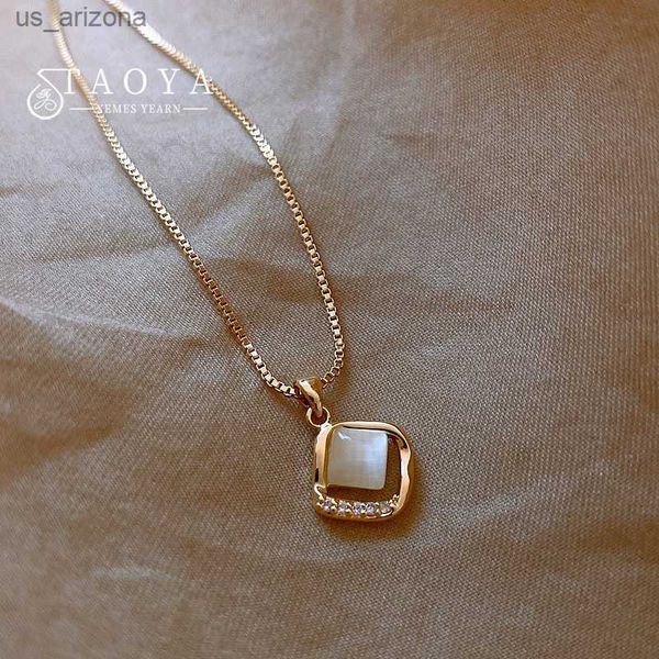 

light luxury square opal pendant gold color chain necklace 2023 new jewelry party exquisite set accessories for womens necklace l230620, Silver