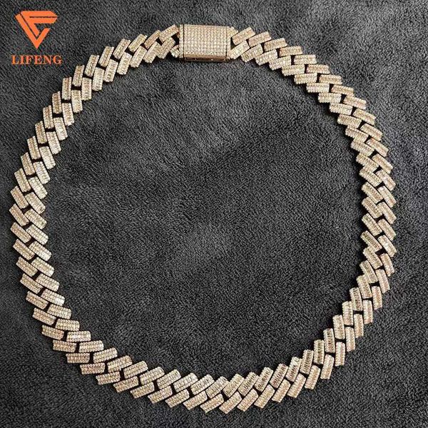 

15mm mens moissanite cuban necklace iced out cuban link chain hip hop rapper jewelry cuban link chain, Silver