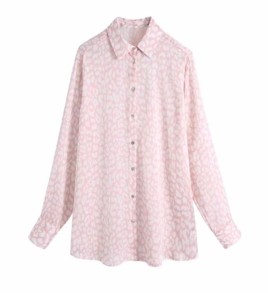 

women leopard print long sleeve pink shirt female turndown collar blouse casual lady loose blusas s8732 women039s blouses 4312494, White