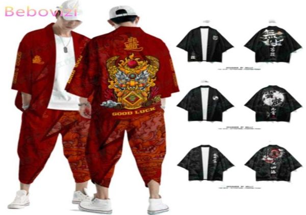 

20 styles suit plus size 4xl 5xl 6xl chinese japanese samurai harajuku kimono cardigan women men cosplay yukata pants set x074959907, White;black