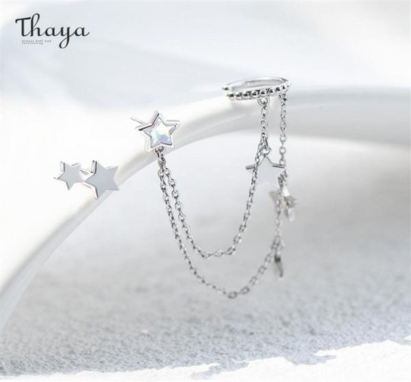 

thaya silver color star dangle earring for women with chain light purple crytals earrings elegant fine jewelry 2202143459530