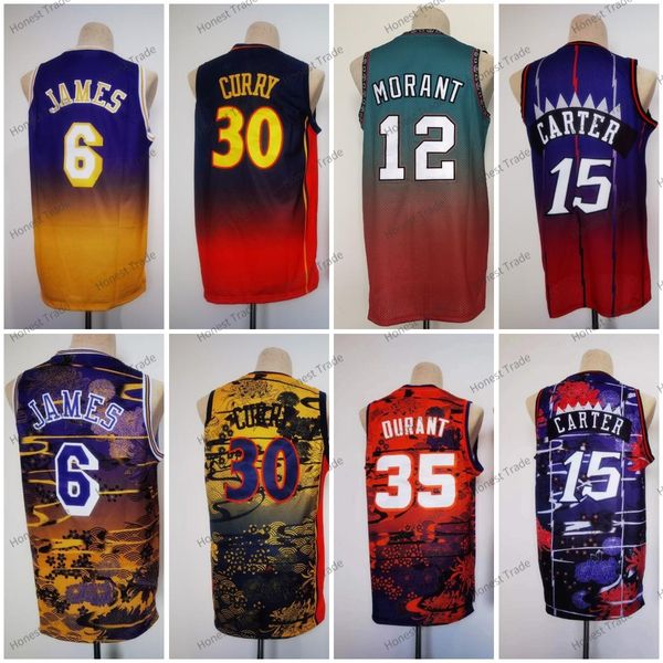 

vintage james rabbit year basketball jerseys michael duncan ja morant 33 larry bird james curry durant vince carter special edition retro me, Black;red