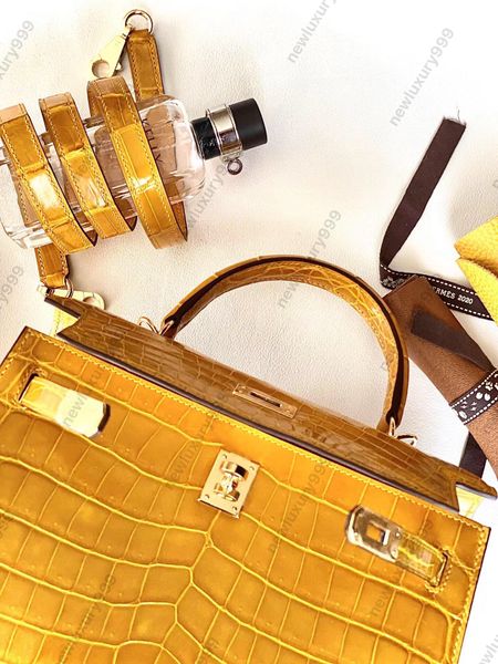 

brand designer tote luxury shoulder bag crossbody bag classic 25 28cm using imported a+ crocodile skin fully hand-made 24k real gold plating