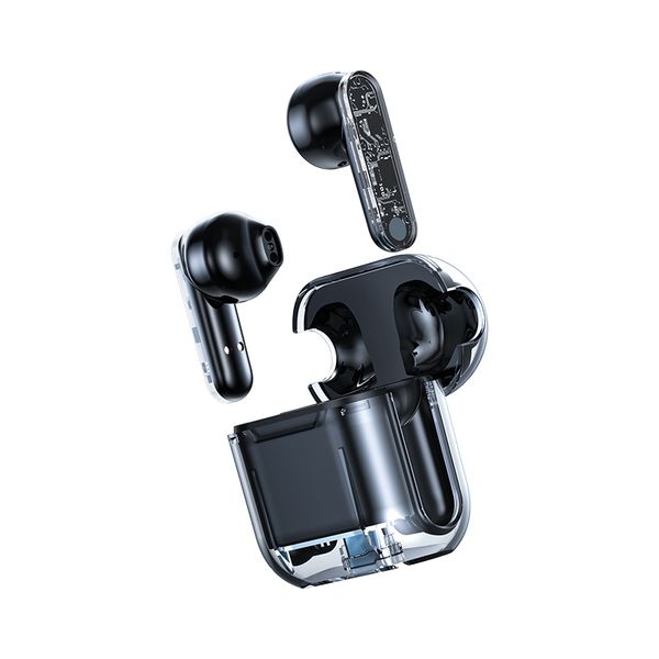 

tm10 tws wireless earphones 5.3 bluetooth headset with mic hd sound auriculares transparent cute half in ear headphones