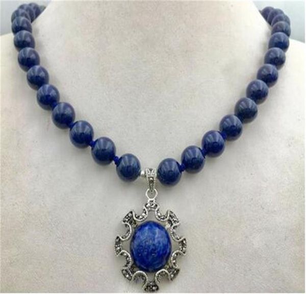 

collier penden en lapis lazuli egyptien naturel 10mm 18''254g8985707, Silver