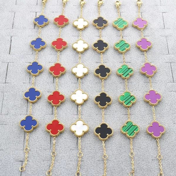 

classical designer charm bracelet for women fashion four-leaf clover bracelet couple love five-flower fritillary good luck clover bracelet j, Golden;silver