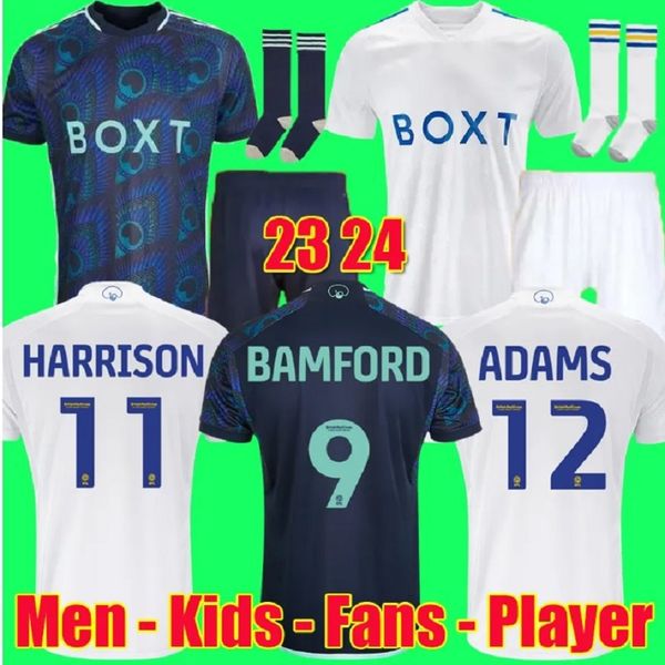 

23 24 bamford llorente rodrigo leeds unitedes soccer jerseys 2023 2024 adams aaronson harrison sinisterra james maillots de football kids ki, Black;yellow