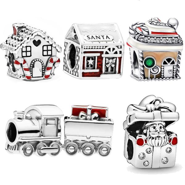 

s925 silver fashion charms pendant christmas house beads diy fit pandora moments bracelet for women designer necklace children's jewelr, Bronze;silver