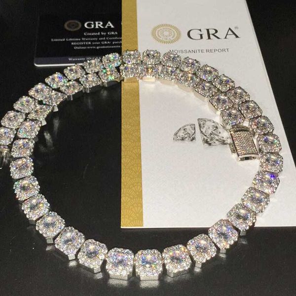 

13mm 925 sterling silver vvs d color moissanite diamond mens chains hip hop jewelry cuban chain necklace tennis chain