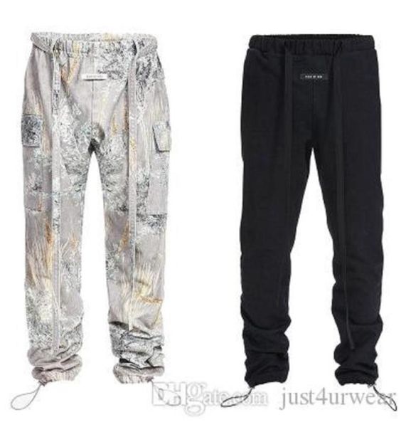 

mens fashion brand cargo pants casual hip hop sport full length drawstring straight pants male fashion clothing1276947, Black