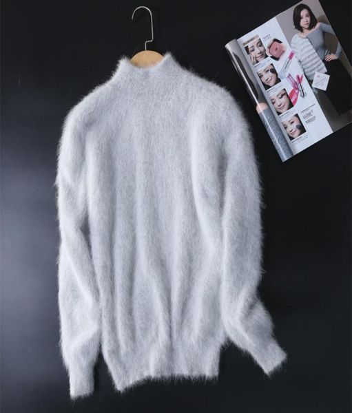 

new genuine mink cashmere sweater women 100 mink cashmere pullovers with turtleneck collar jn4658872041, White;black