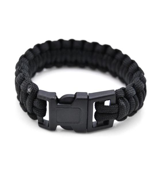 

survival paracord chain bracelets fit for men outdoor camping hiking emergency rope link bracelet bangle buckle wristband male jew9881249, Black
