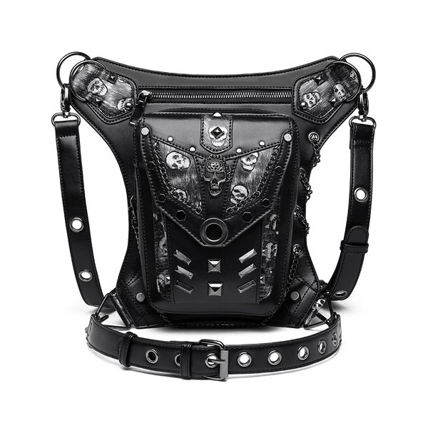

2023 new bag female european punk purses and handbags skull motorcycle lady single shoulder crossbody fanny pack man
