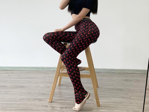 

streetwear pencil pants women blingbling shiny high waist stretch ice silk print moon leggings sweatpants pantalon femme q8 y200417395299, Black;white