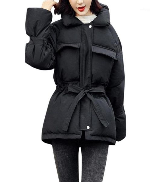 

warm coats women winter warm jacket fashion stand collar zipper drawstring pocket cottonpadded ladies comfortable clothes coat11836495, Black