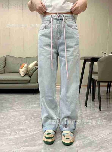 

women's jeans designer nanyou new ch home small fragrant style double c patch embroidery design denim pants with straight barrel vda8, Blue