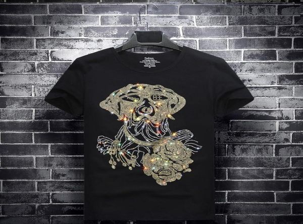 

dog head 2019 summer men039s fashion brand drilling tshirt short sleeve men039s round neck half sleeve youth large size1718439, White;black