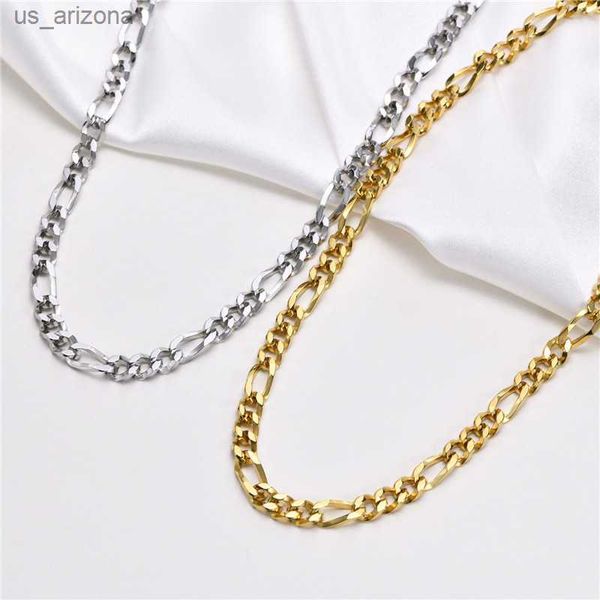 

modyle figaro chain necklace for men stainless steel classic punk hip hop link chain for cool boys jewelry accessories gift l230620, Silver