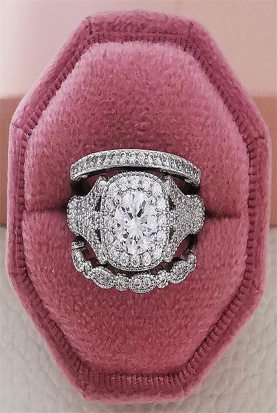 

size 510 sell wedding rings vintage jewelry 925 sterling silver round cut white z cz promise diamond gemstones party 3pcs4778939, Slivery;golden
