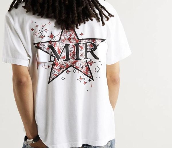 

men and women short sleeve tshirt trend cashew flower fivepointed star printed high street loose tshirt 7583214850064, White;black