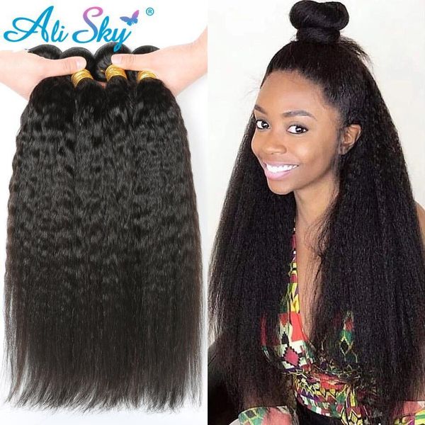

lace peruvian hair kinky straight bundles brazilian hair human hair 100% human hair bundles for black women 134pcs 230808, Black;brown