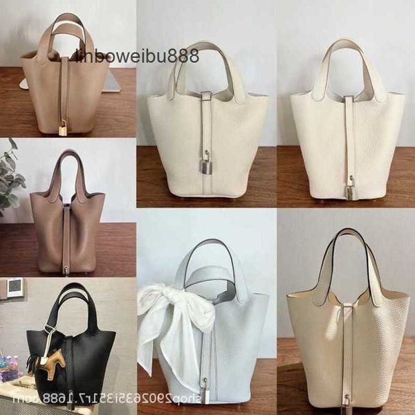 

aherbag authentic handbag desinger tote picotin bags handsewn h home vegetable basket womens bag handheld bucket bag litchi pattern tc handm