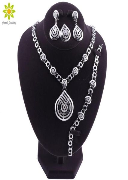 

earrings necklace nigerian wedding african beads water drop set for women party dubai accessories jewelry2715714, Silver