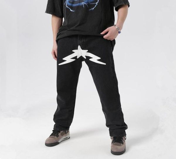 

men039s jeans fashion stars print black baggy men pants y2k clothes hip hop straight elegant denim trousers pantalones hombreme2778201, Blue