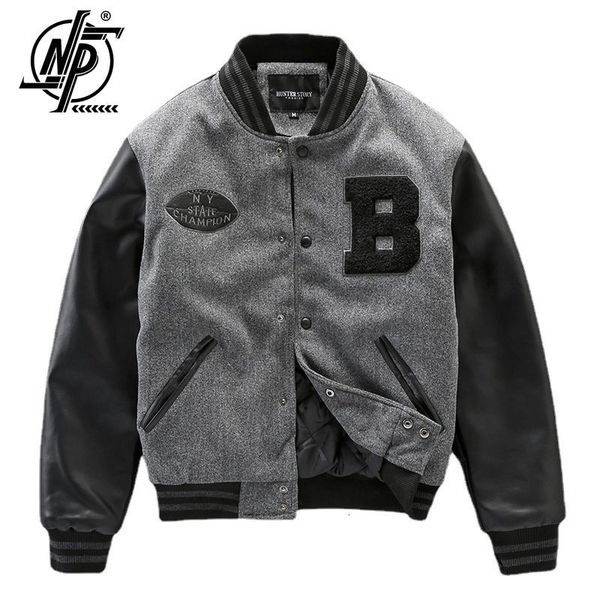 

mens jackets american high street thick baseball jacket for men winter patchwork letter embroidered pu leather sleeves varsity coat 230809, Black;brown