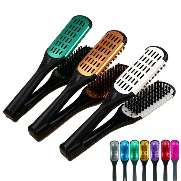 

hair brushes pro hairdressing straightener nylon straightening double v shape comb clamp not hurt styling tools diy home 230809, Silver