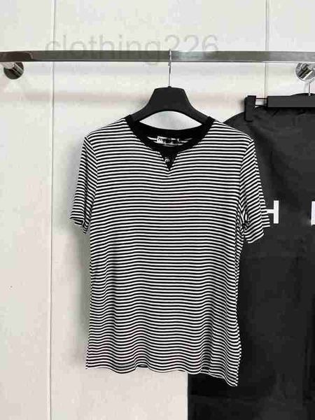

women's t-shirt designer 23 summer new girls' casual versatile letter label decoration contrast stripe round neck short sleeve t-s, White
