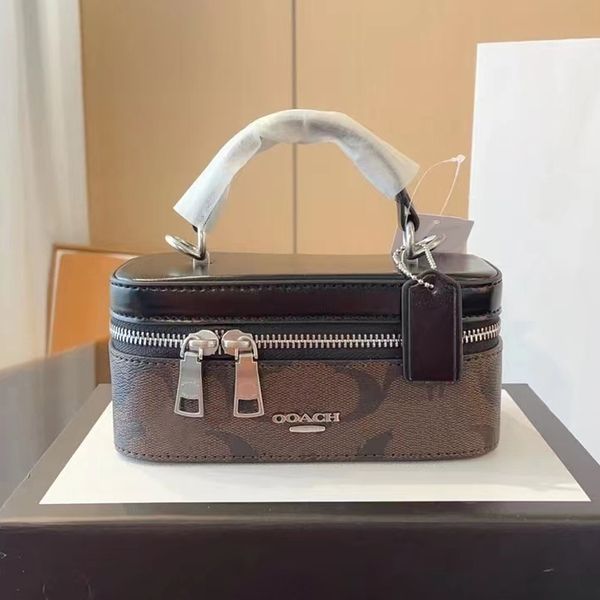 

luxury designer mini crossbody trunk box makeup lunch bag wash genuine leather sling clutch flap vanity womens handbags totes mens fashion c
