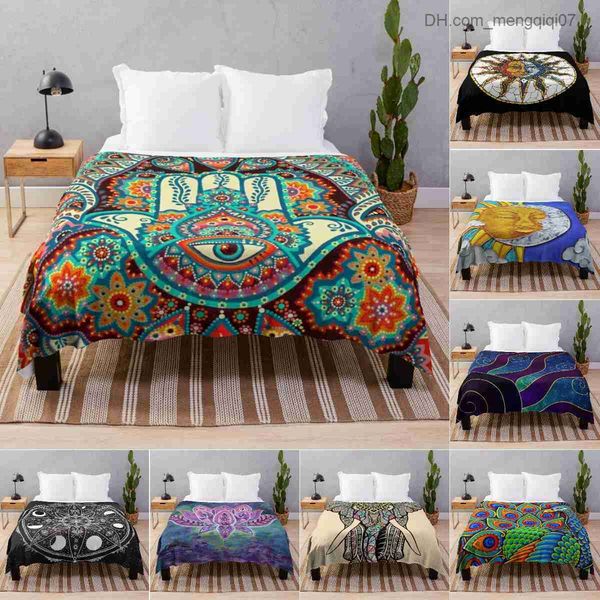

blankets swaddling mandala flower lightweight sofa bed and chair indoor and outdoor travel printing decoration comfortable soft flannel wome