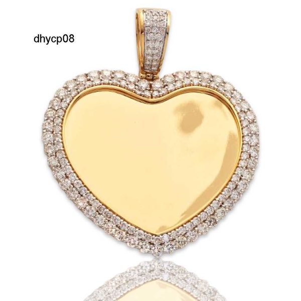 

designer jewelry aaa gems unique design picture necklace pendant jewelry round moissanite gold memory heart charm pendant for men, Silver