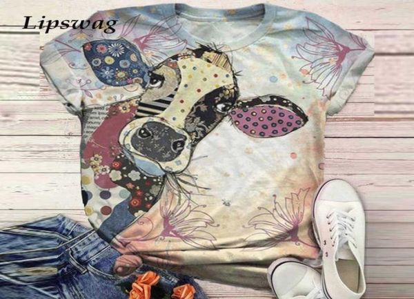 

elegant animal print women 3d blouse shirts summer short sleeve harajuku blusa female casual o neck streetwear blouses t2007205806618, White