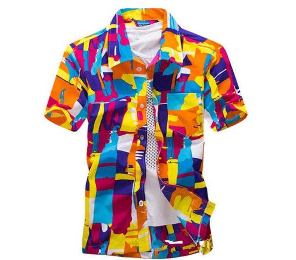 

whole 2017 mens summer beach lapel neck front buttons short sleeves floral hawalii slim fits shirts plus size s2xl7968140, White;black