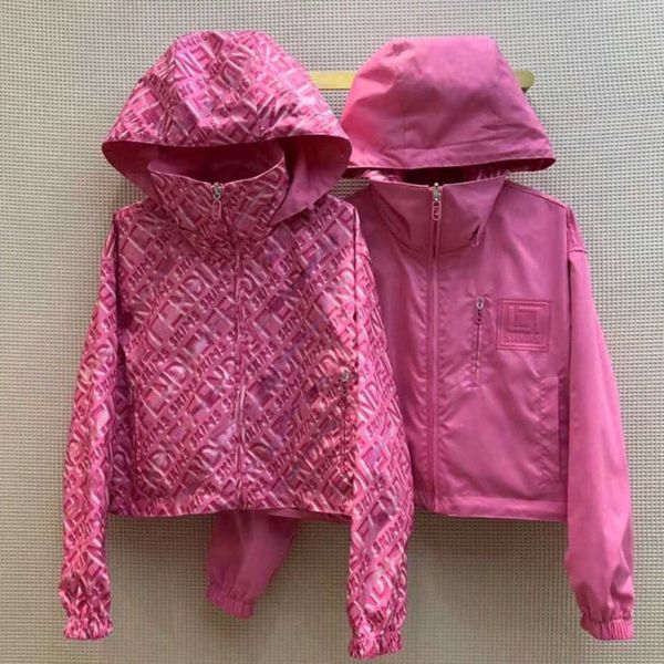 

high version women hooded jackets with reversible zipper coat nylon windbreaker designer jacket womens hoodie 3d printing sweatshirt, Black;brown