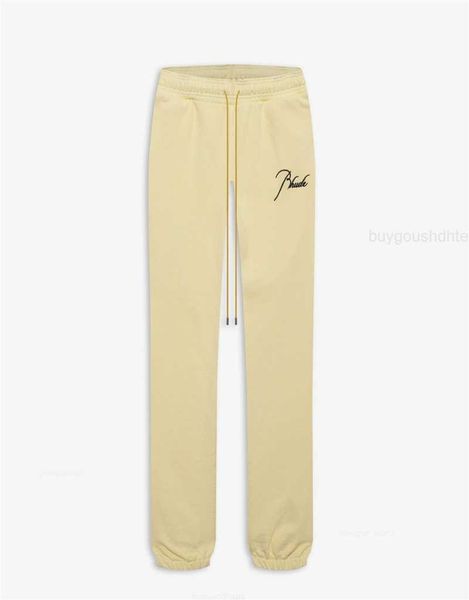 

women sweatpants men embroidered rhude drawstring pants trousers joggers, Black