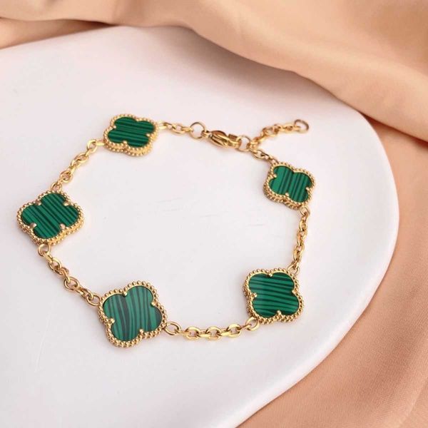 

van clover bracelet fives auspicious clover bracelet ladies 18k light luxury fashion valentine's day gift for girlfriends, Golden;silver