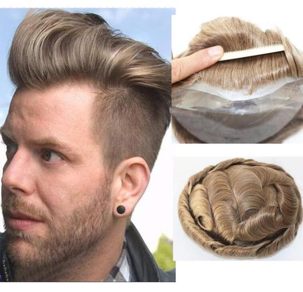 

thin skin toupee hairpieces for men indian human hair replacement wigs natural wave wig men43759718563396, Black