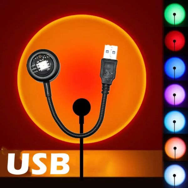 

sunset lamp led usb rainbow neon night light projector pgraphy wall atmosphere lighting for bedroom decor gift