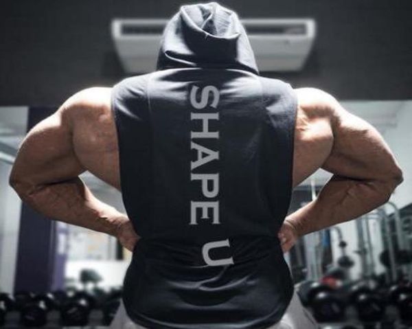 

new gyms clothing fitness men tank with hooded mens bodybuilding stringers tank workout singlet sleeveless shirts1923434, White;black