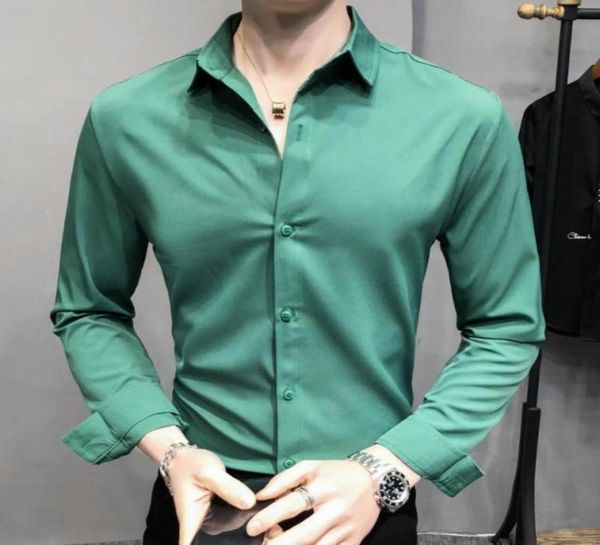 

men039s casual shirts solid color mens longsleeved shirt m5xl slim british men dress business red green korean clothes8324600, White;black