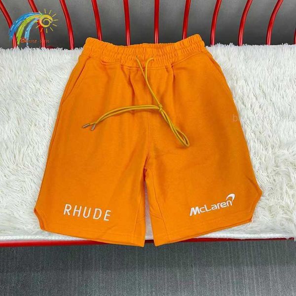 

high street loose embroidery rhude shorts men women 1 1 tags 100% cotton good quality long drawstring rhude orange breeches, White;black