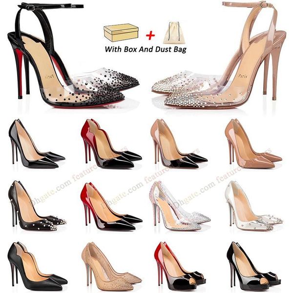 

with box loubutins christians red-bottomes 2023 new shoe womens heels designer sandal high heel 6 8  12cm black chick round pointed toes p