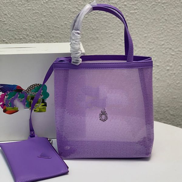 

sequin gauze tote bag women beach bag designer hollow out composite bag luxury shoulder bag handbags shop bag leather purse mini wallets coi