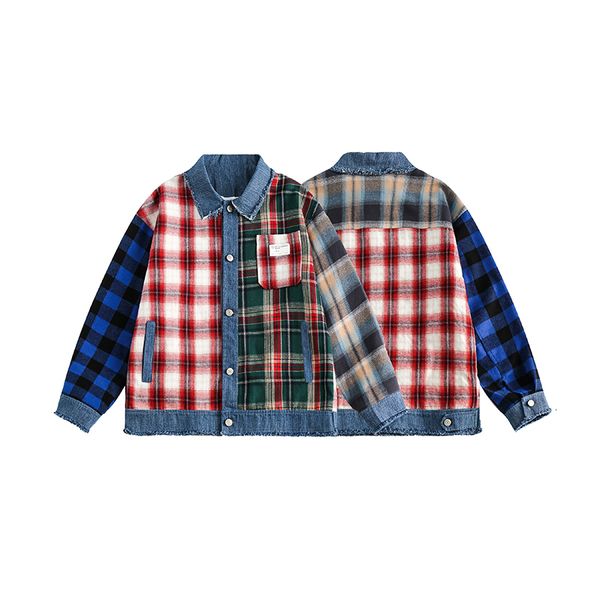 

mens jackets jacket fashion personality handsome patchwork denim men denim coat couple dress 230808, Black;brown