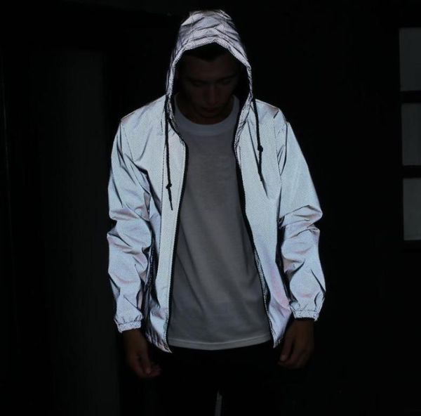 

funny print reflective jacket menwomen brand hooded hoodie coats casual night fluorescen windbreaker veste homme men039s jacke7045043, Black;brown